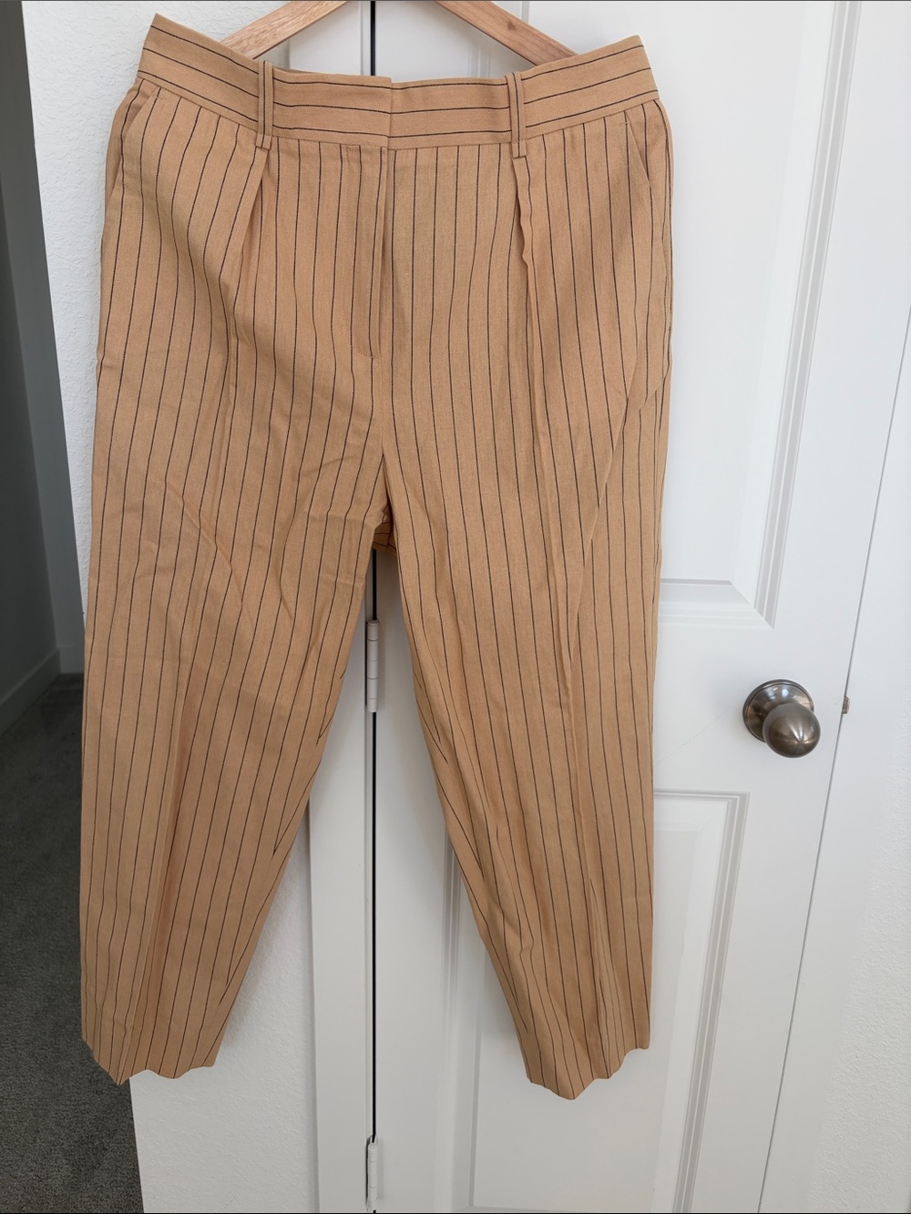 New Maje Tan Pinstripe Chinos